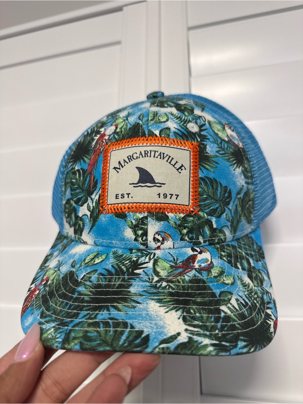 Margaritaville Tropical Parrot Trucker Hat Blue Mesh SnapBack Adjustable Cap